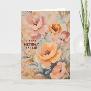 Beautiful Soft Wildflowers Flowers CUSTOM BIRTHDAY Card