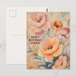 Beautiful Soft Wildflowers Flowers CUSTOM BIRTHDAY Postcard