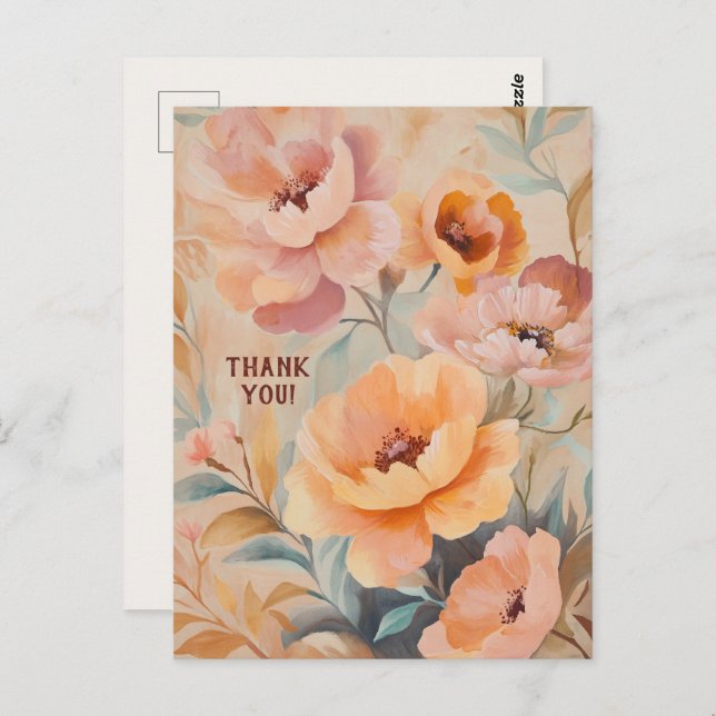 Beautiful Soft Wildflowers Flowers THANK YOU Postcard (Front/Back)