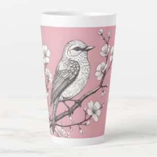 Beautiful songbird illustration latte mug