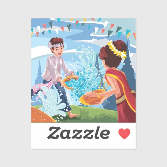 Beautiful Songkran Festival Throwing Water (Sheet)