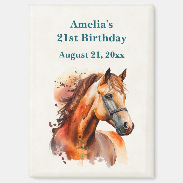 Beautiful Sorrel Horse Birthday Save the Date Magnet (Front)
