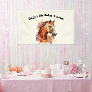 Beautiful Sorrel Horse Portrait Birthday Banner