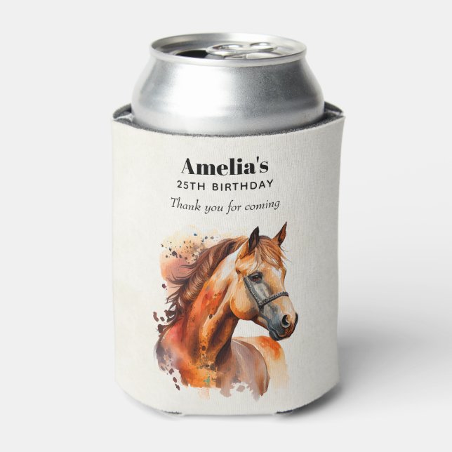 Beautiful Sorrel Horse Portrait Birthday Can Cooler (Can Front)