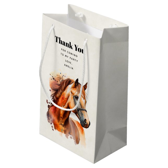 Beautiful Sorrel Horse Portrait Birthday Thank You Small Gift Bag (Back Angled)