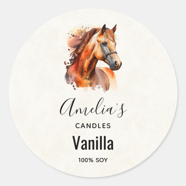 Beautiful Sorrel Horse Portrait - Candle Classic Round Sticker (Front)