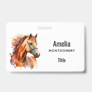 Beautiful Sorrel Horse Portrait ID Badge