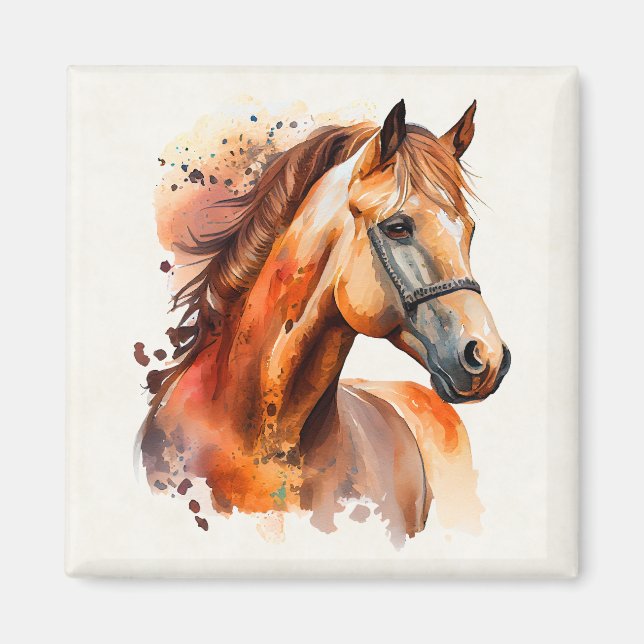Beautiful Sorrel Horse Portrait Magnet (Front)