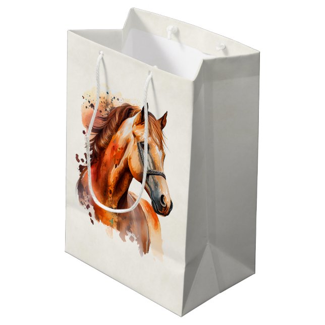 Beautiful Sorrel Horse Portrait Medium Gift Bag (Back Angled)