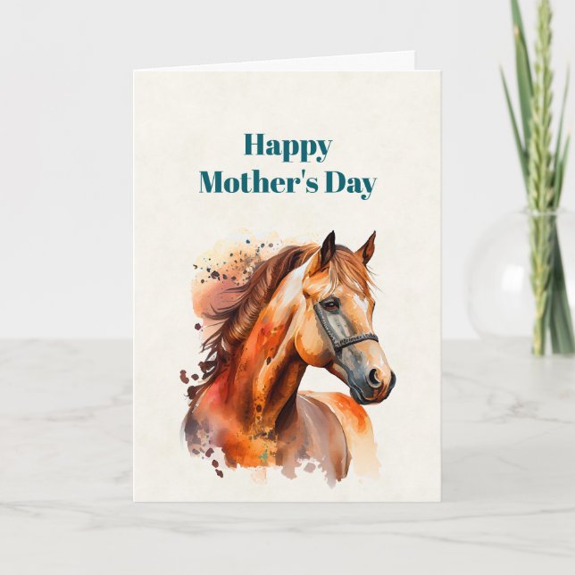 Beautiful Sorrel Horse Portrait Mother's Day Card (Front)