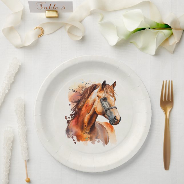 Beautiful Sorrel Horse Portrait Paper Plate (Wedding)
