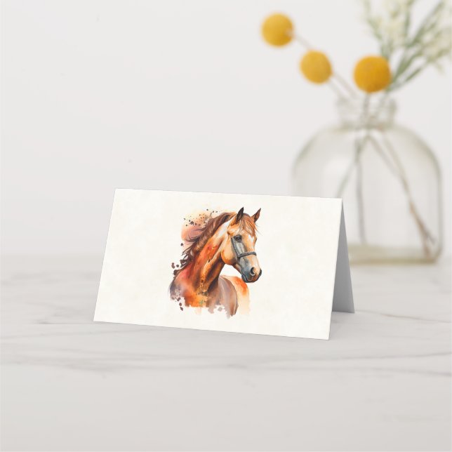 Beautiful Sorrel Horse Portrait Place Card (Front)
