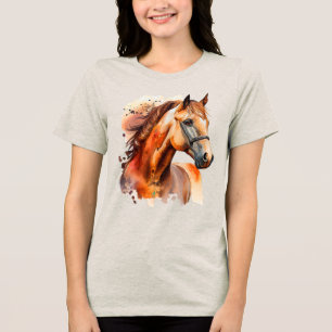 Beautiful Sorrel Horse Portrait Tri-Blend Shirt