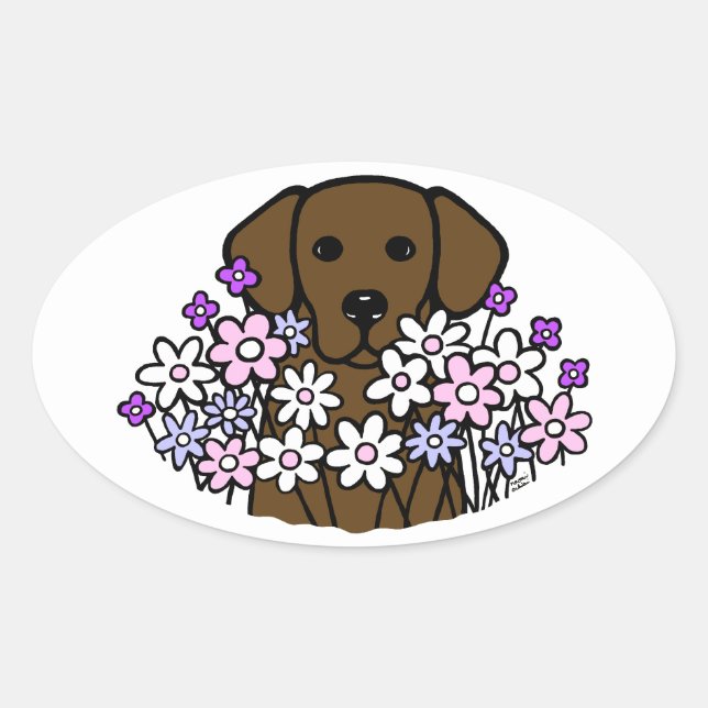 Beautiful Soul Chocolate Labrador Illustration 2 Oval Sticker (Front)