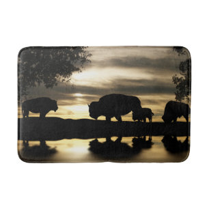 Beautiful Southwestern Bathmat featuring Buffaloes