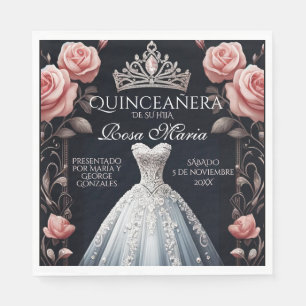 Beautiful Spanish Quinceañera Rose Napkin