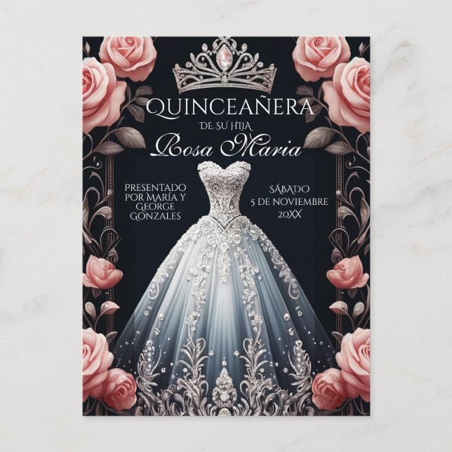 Beautiful Spanish Quinceañera Rose Postcard (Front)