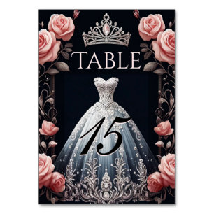 Beautiful Spanish Quinceañera Rose Table Number