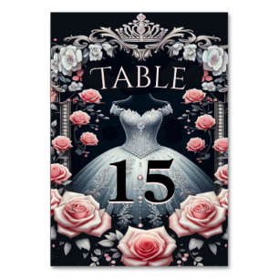 Beautiful Spanish Quinceañera Rose Table Number