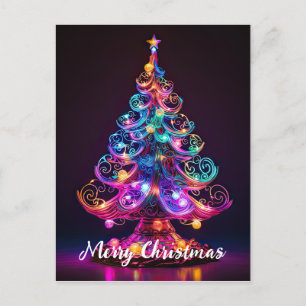 Beautiful Sparkling Neon Christmas Tree Holiday