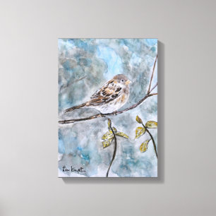 Beautiful Sparrow Watercolor Canvas Print