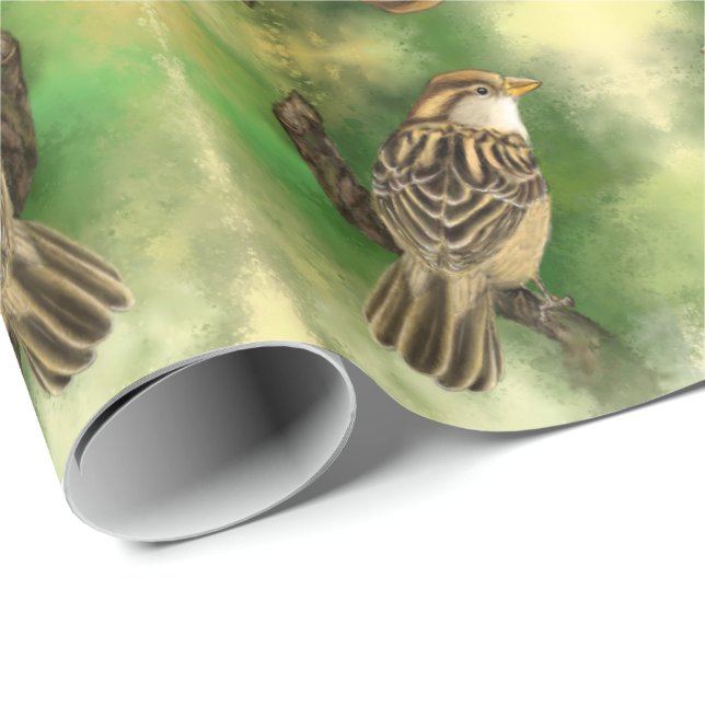 Beautiful Sparrow Wrapping Paper (Roll Corner)