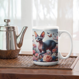 Beautiful Sphynx Cat & Flowers Coffee Mug