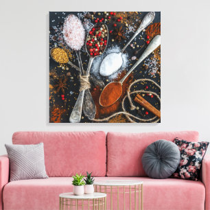 Beautiful Spices in Spoons Canvas Print