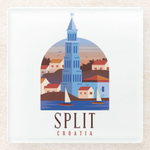 Beautiful Split Croatia Dalmatia Vintage Glass Coaster