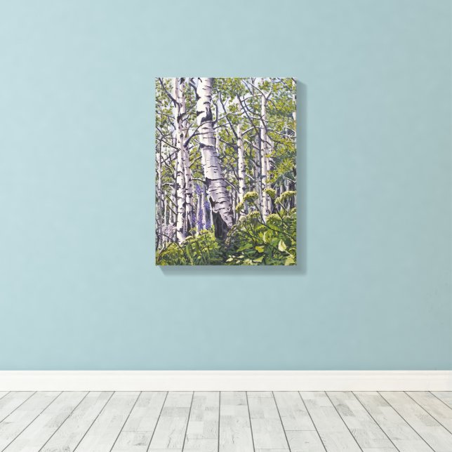 Beautiful Spring Aspen Trees Canvas Print (Insitu(Wood Floor))
