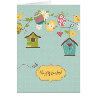 Beautiful Spring Background with Bird Houses