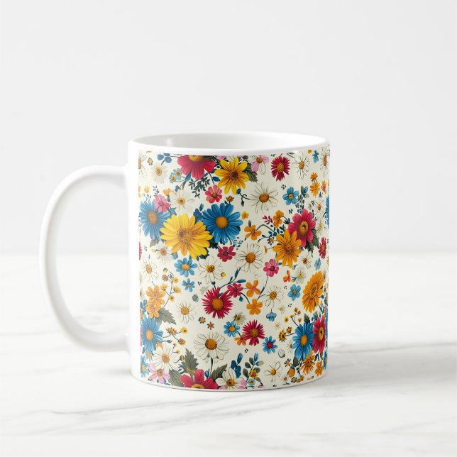 Beautiful Spring Colourful Chic Girly Wildflowers Coffee Mug (Left)