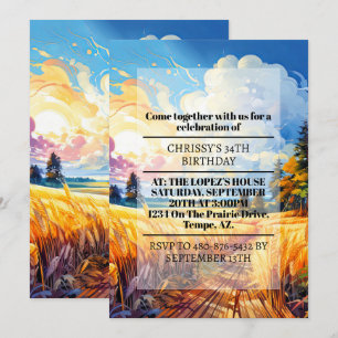 Beautiful Spring Country Prairie Birthday Party Invitation