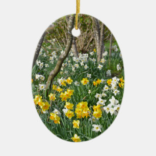 Beautiful spring daffodil garden ceramic tree decoration
