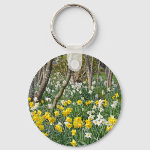 Beautiful spring daffodil garden key ring