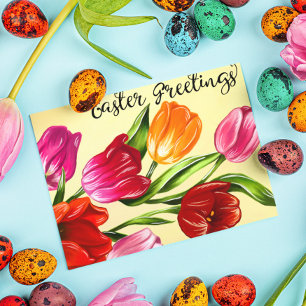 Beautiful Spring Easter Greetings Tulips Postcard