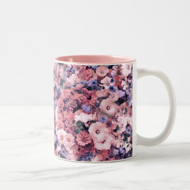 Beautiful Spring Floral Two-Tone Coffee Mug (Right)