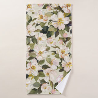 Beautiful spring floral with blossom tree branches bath towel