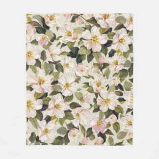 Beautiful spring floral with blossom tree branches fleece blanket