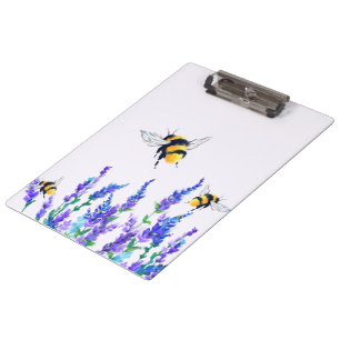 Beautiful Spring Flowers and Bees Flying - Drawing Clipboard