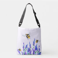 Beautiful Spring Flowers and Bees Flying - Drawing