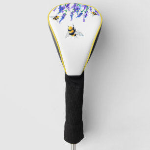 Beautiful Spring Flowers and Bees Flying - Drawing Golf Head Cover