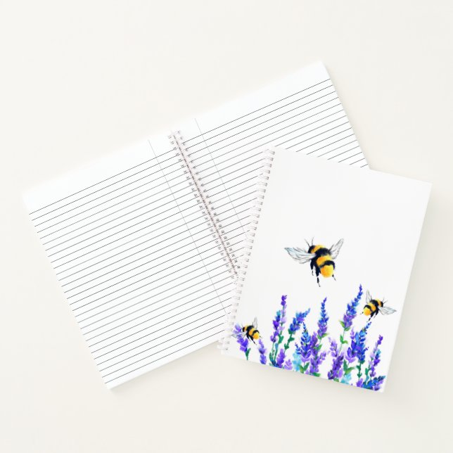 Beautiful Spring Flowers and Bees Flying - Drawing Notebook (Inside)