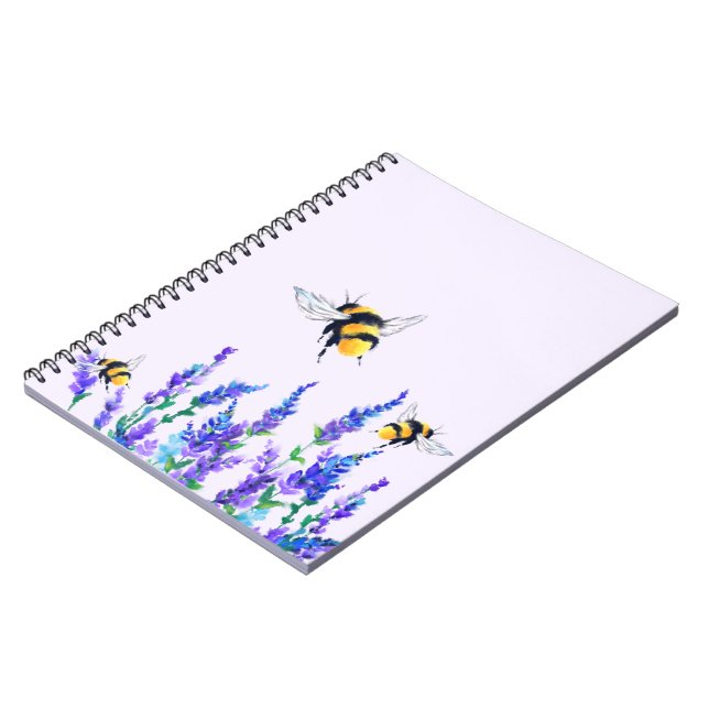 Beautiful Spring Flowers and Bees Flying - Drawing Notebook (Left Side)