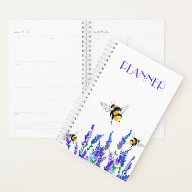 Beautiful Spring Flowers and Bees Flying - Drawing Planner (Display)
