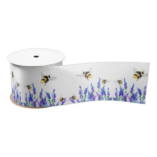 Beautiful Spring Flowers and Bees Flying - Drawing Satin Ribbon