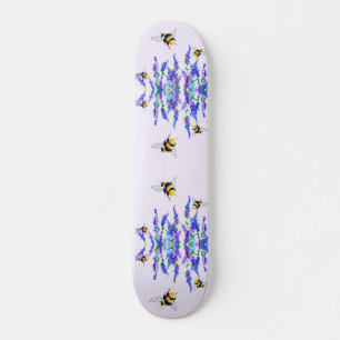 Beautiful Spring Flowers and Bees Flying - Drawing Skateboard