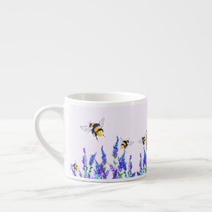 Beautiful Spring Flowers and Bees Flying Espresso Cup