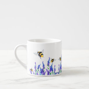 Beautiful Spring Flowers and Bees Flying - Espresso Cup