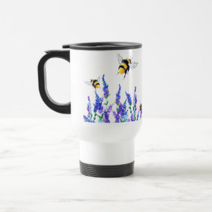 Beautiful Spring Flowers and Bees Flying Travel Mug